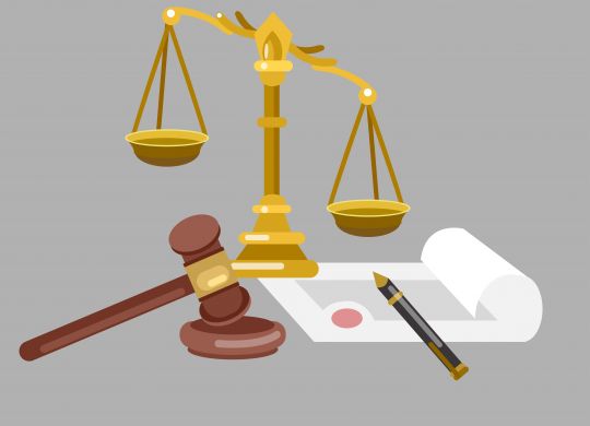 Law banner concept, judical system elements and icon. Law cool flat  illustration, Law vector